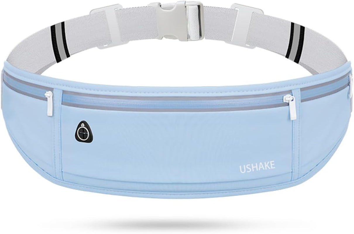 USHAKE Slim Running Belt, Workout Fanny Pack for Men Women,Exercise Waist Pack for Apple Iphone Holder, Runner Belt for Running Walking Cycling Camping Gym