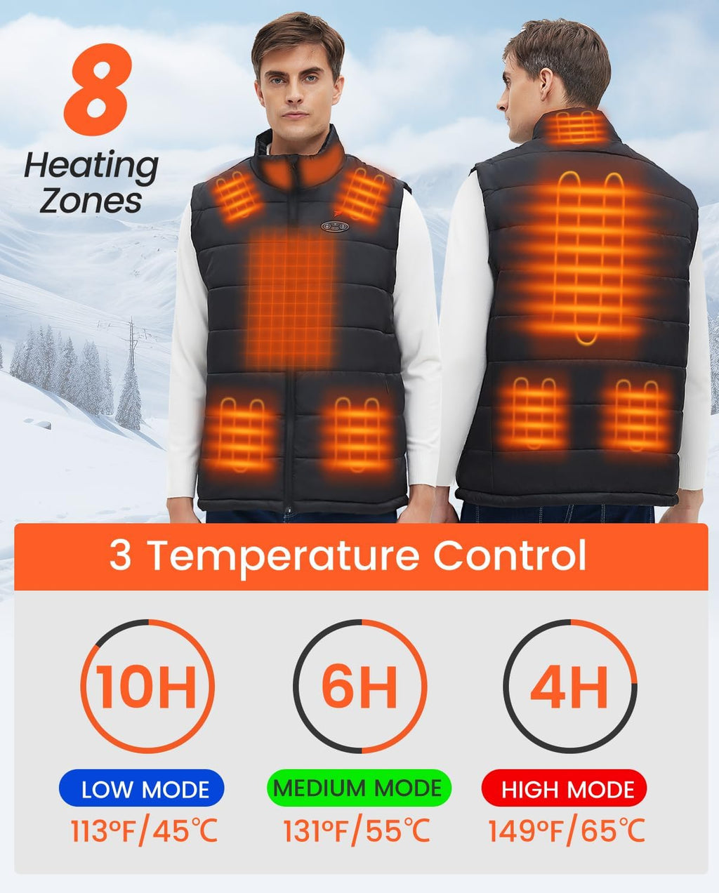 Flyhare Heated Vest for Men with Battery Pack Included 16000Mah 7.4V, Warming Men'S Heated Vests Rechargeable Vest Outdoor