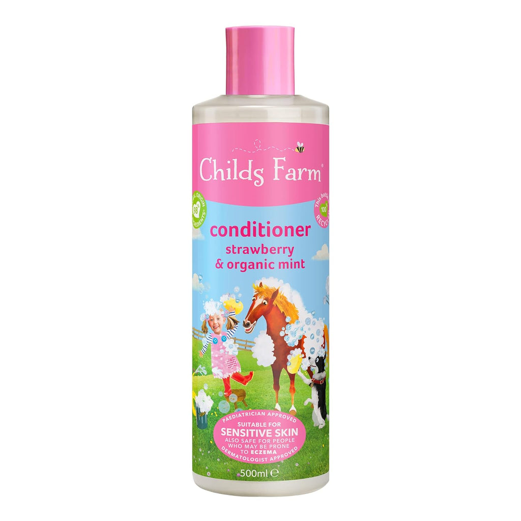 Childs Farm, Kids Hair Conditioner for Dry, Sensitive Skin & Scalp, Strawberry & Organic Mint, Conditions & Nourishes, Vegan, Cruelty-Free, 16.9 Fl Oz