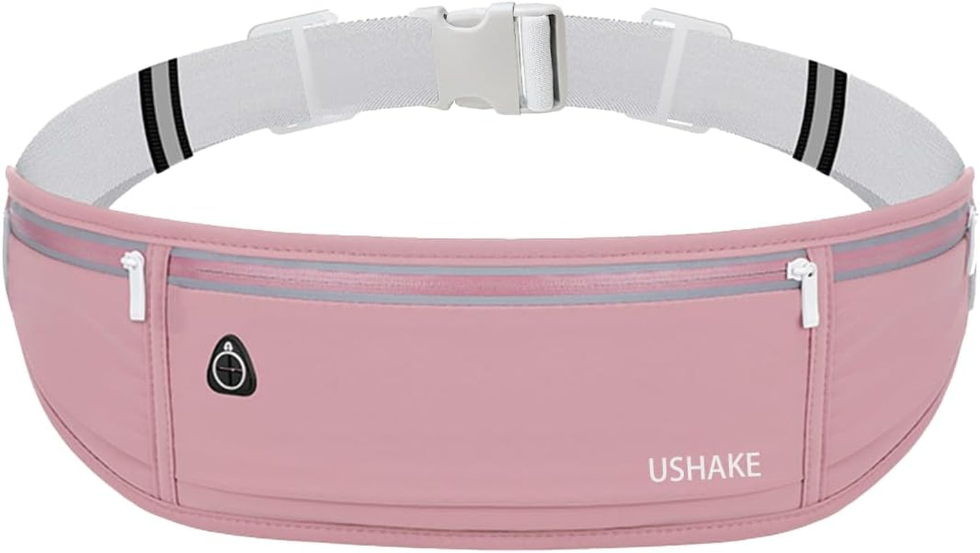 USHAKE Slim Running Belt, Workout Fanny Pack for Men Women,Exercise Waist Pack for Apple Iphone Holder, Runner Belt for Running Walking Cycling Camping Gym