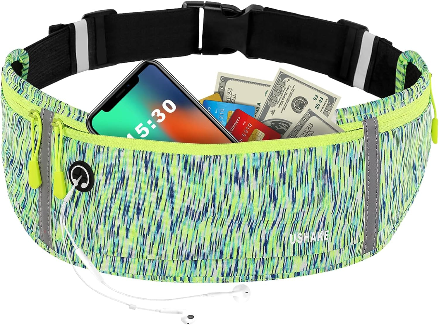 USHAKE Slim Running Belt, Workout Fanny Pack for Men Women,Exercise Waist Pack for Apple Iphone Holder, Runner Belt for Running Walking Cycling Camping Gym