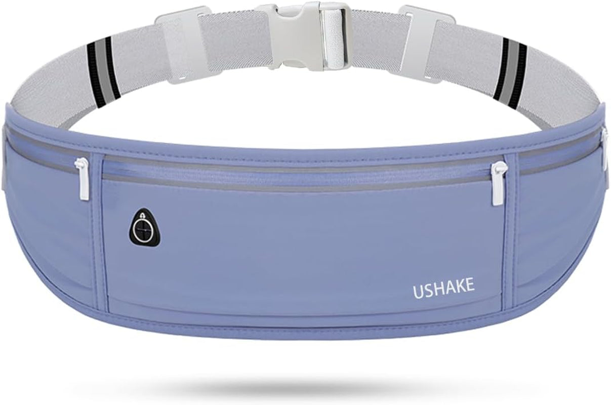USHAKE Slim Running Belt, Workout Fanny Pack for Men Women,Exercise Waist Pack for Apple Iphone Holder, Runner Belt for Running Walking Cycling Camping Gym