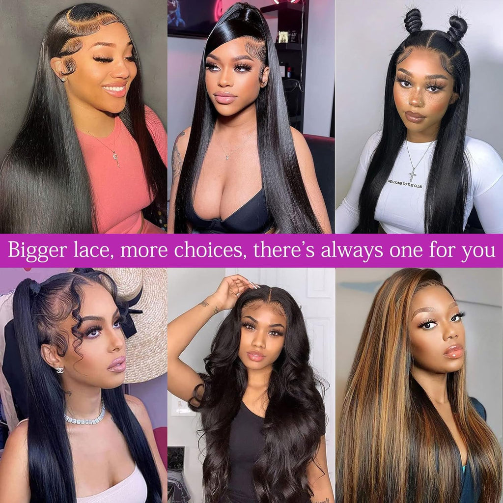 MISSJOLIE 13X6 Lace Front Human Hair Wig Straight Pre Plucked with Baby Hair Natural Hairline 180% Density Glueless 22 Inch Natural Color
